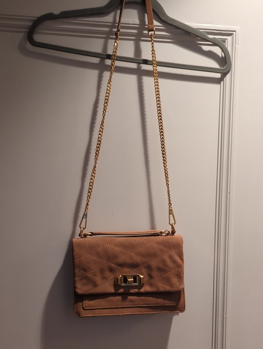 Quilted Shoulder Crossbody Bag in Tan